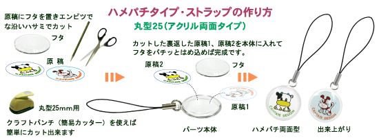 手作り携帯ストラップパーツ丸型25(ハメパチ)の作り方